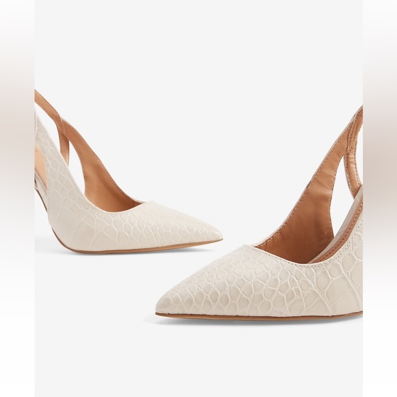 Croc-Embossed Cutout Slingback Pumps (Swan) 9 - Picture 2 of 3